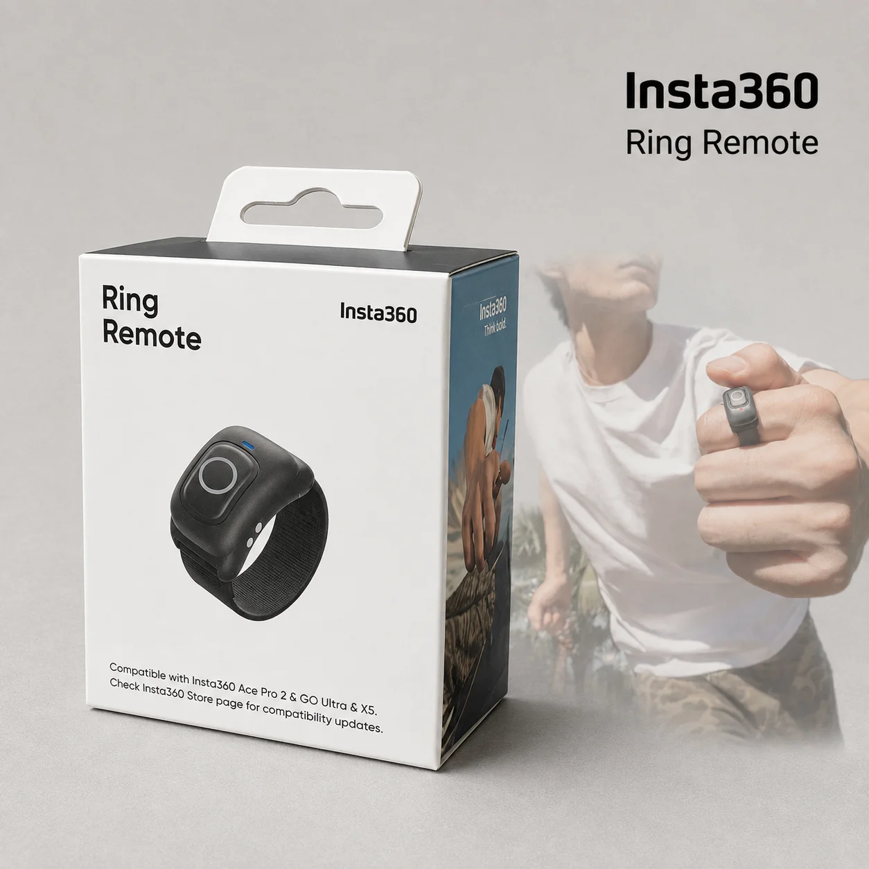 Insta360 X6 X4 Air GO Ultra X5 Ace Pro 2 Ring Remote, IPX7 20m Wireless Finger Controller for Vlog Action Camera