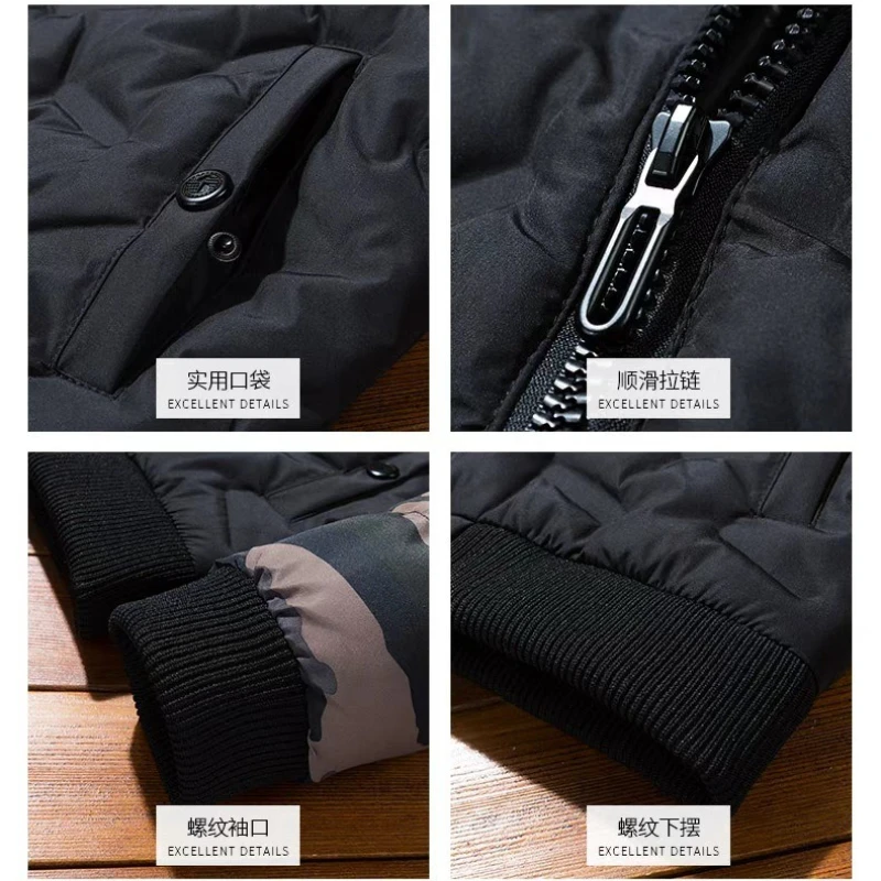 الرجال البيسبول طوق سترة قطن سستة الربط التمويه معطف فضفاض شبكة ضغط خفيفة الوزن خمر القطن سترة سترة #5