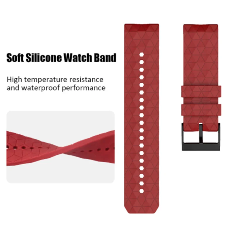 24mm Football Pattern Rubber Watch Strap Fashion Replaceable Silicone Bracelet For SUUNTO7/9/9 Baro/9 Baro Copper/Spartan Band