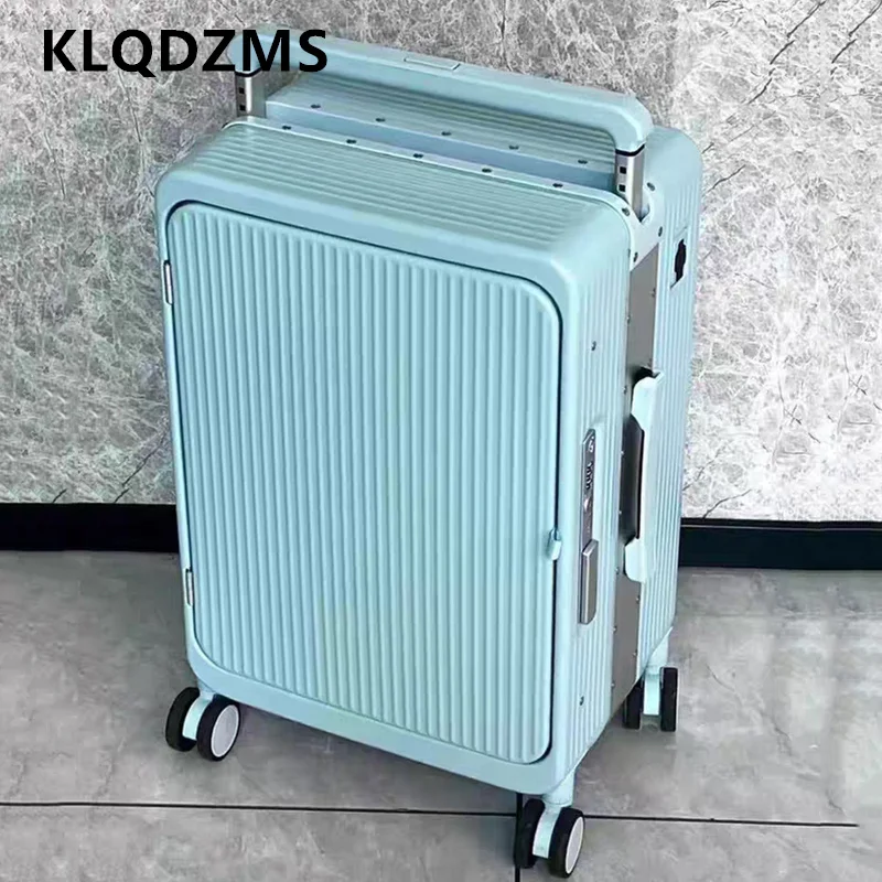 

KLQDZMS USB Charging Luggage ABS+PC Boarding Box 20"25Inch Front Laptop Aluminum Frame Trolley Case Multifunctional Suitcase