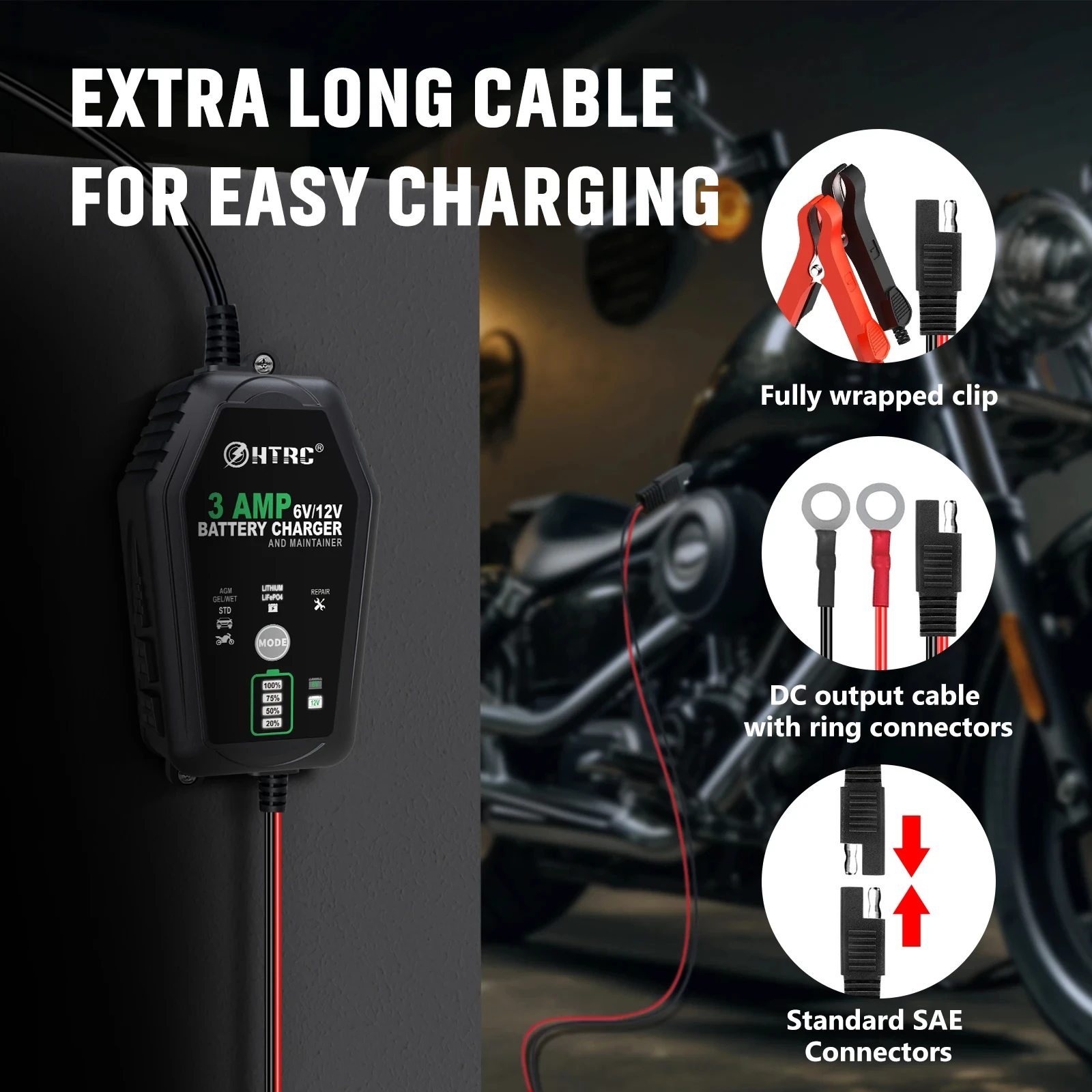 3000mA 6V/12V Fully Automatic Smart Battery Charger Repair Pluse Charger for Lithium LiFePO4 Lead-Acid AGM Gel WET Battery