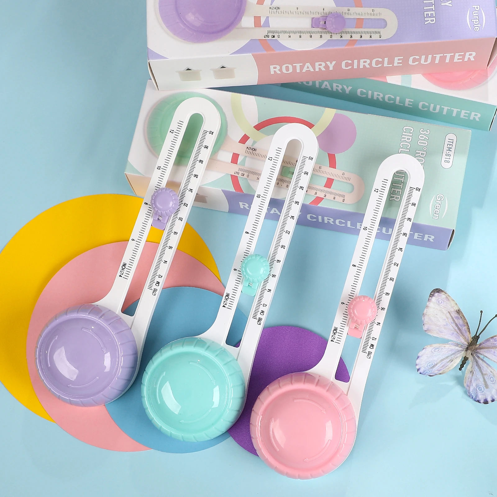 Multifunctional Macaron Color 360 Degrees Rotary Circular Paper Cutter Creative DIY Journal Material Student Supplies Stationery