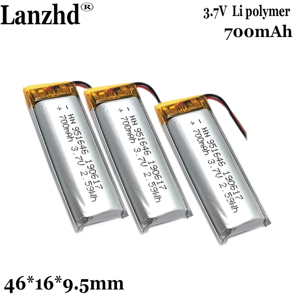 1-20pcs 3.7V Lithium battery  Ion Li-polymer For Voice recorder battery Pet GPS locator Lithium battery 700mAh 951646