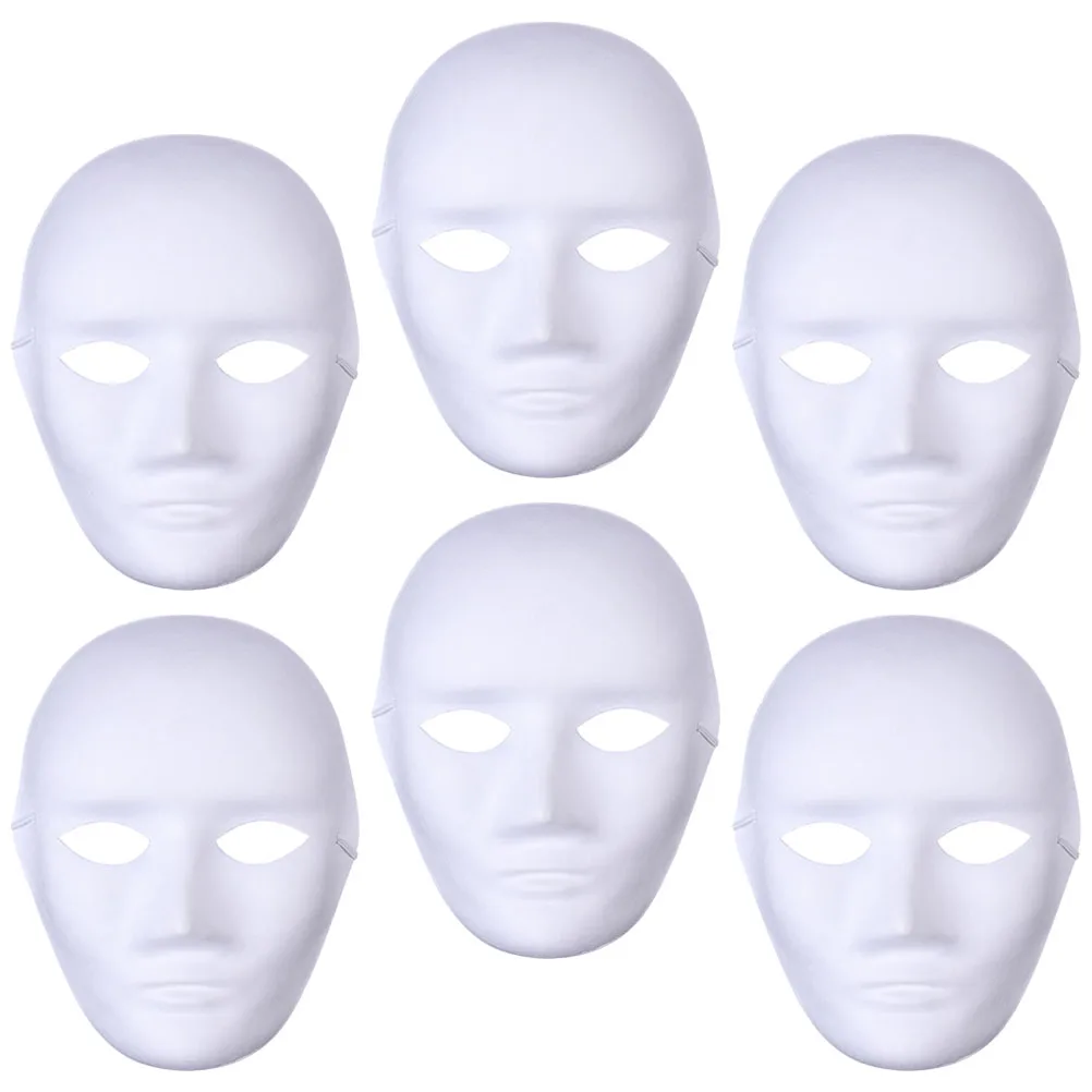 

6pcs Peking Opera Mask DIY Blank White Masks for Adults Children Unpainted Masquerade Party Handmade Pulp Costume