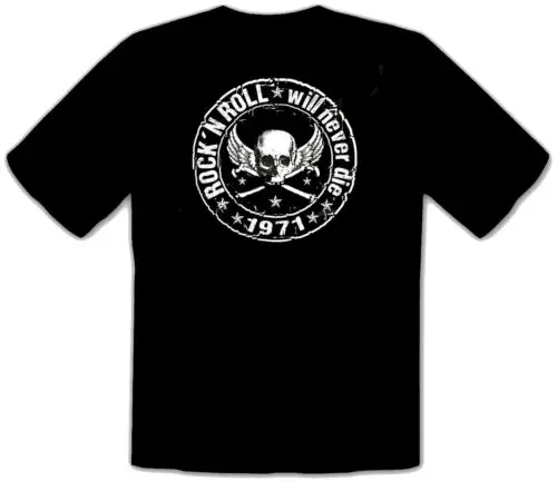 Skull Biker Rockabilly Hotrod Rock n Roll Chopper schwarz T-Shirt -411