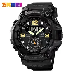 SKMEI-Reloj de pulsera deportivo para hombre, cronógrafo electrónico resistente al agua con 3 TIEMPOS, doble movimiento, Digital, a prueba de golpes, 1637