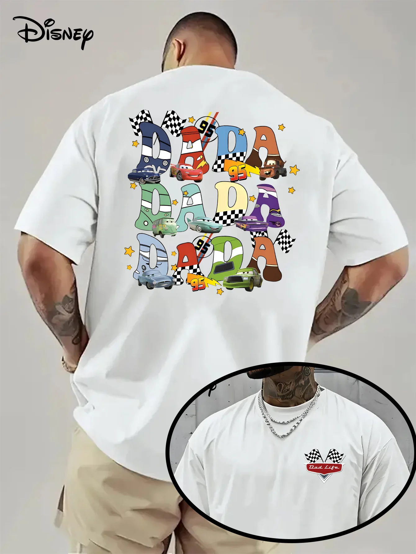 ديزني الكرتون فيلم سيارات رسالة تي شيرت مطبوع صيف جديد للرجال والنساء الشارع الهيب هوب عادية فضفاض كبير قصير الأكمام #2