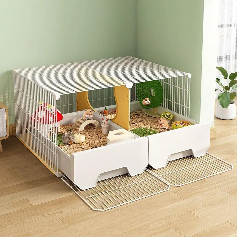 Hamster Cage, Extra Large Luxury Villa Easy-to-clean Drawer-type Gold Bear Flower Squirrel Special Landscaping Breeding Box