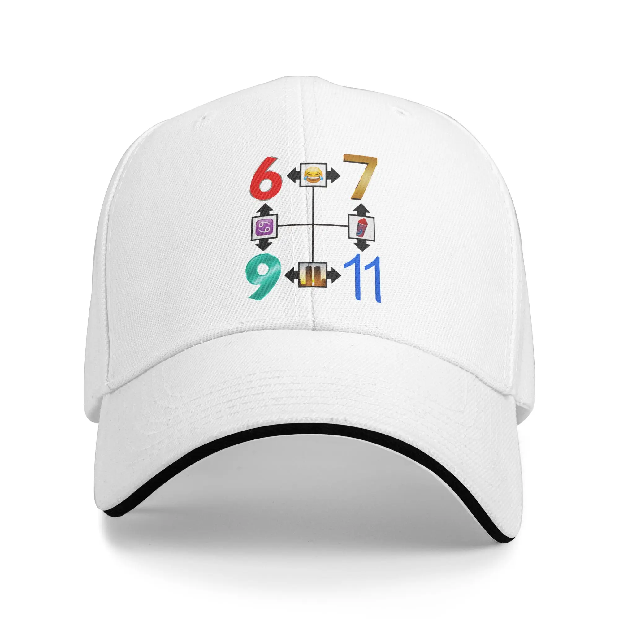 Zabawny 6 7 9 11 Meme Diagram Sandwich Czapka z Daszkiem Unisex Modna Czapka Baseballowa Czarny Humor Wysoka Jakość Wędkarska Na Wszystkie Pory Roku Czapki Dla Dorosłych