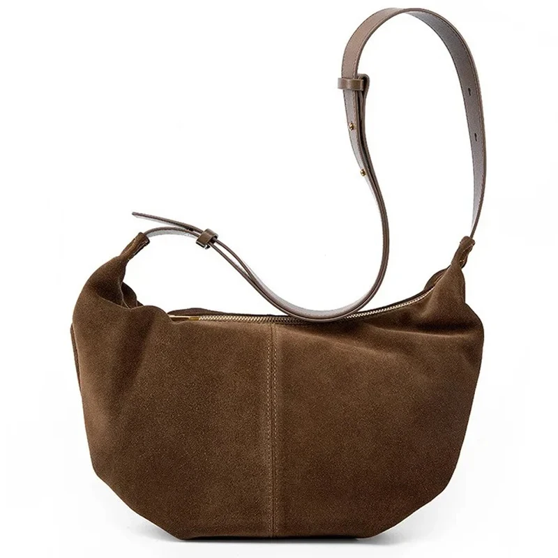 

Casual Frosted Split Cow Leather Dumpling Bag Women's Shoulder Crossbody Underarm Bag Fashion Advanced Sense Scrub Handbag