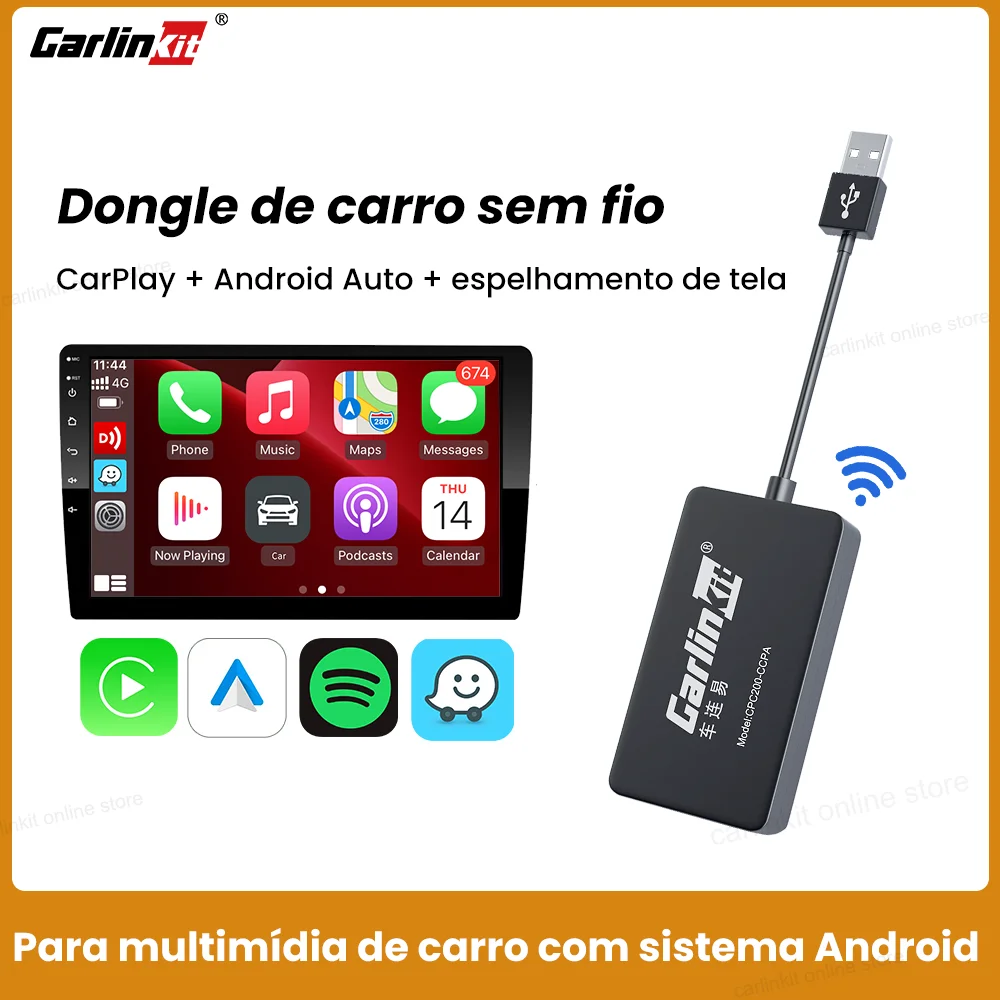 Carlinkit com fio/sem fio carplay sem fio android auto dongle espelho para modificar tela android carro ariplay link inteligente ios 14 15