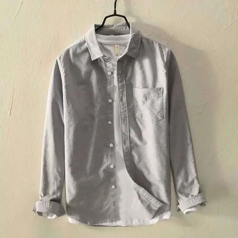 Casual Long Sleeve Men's Shirt Loose Fit Wear Resistant Stain Proof Workwear Polyester Fiber Spring Autumn Seasonal Fashion
