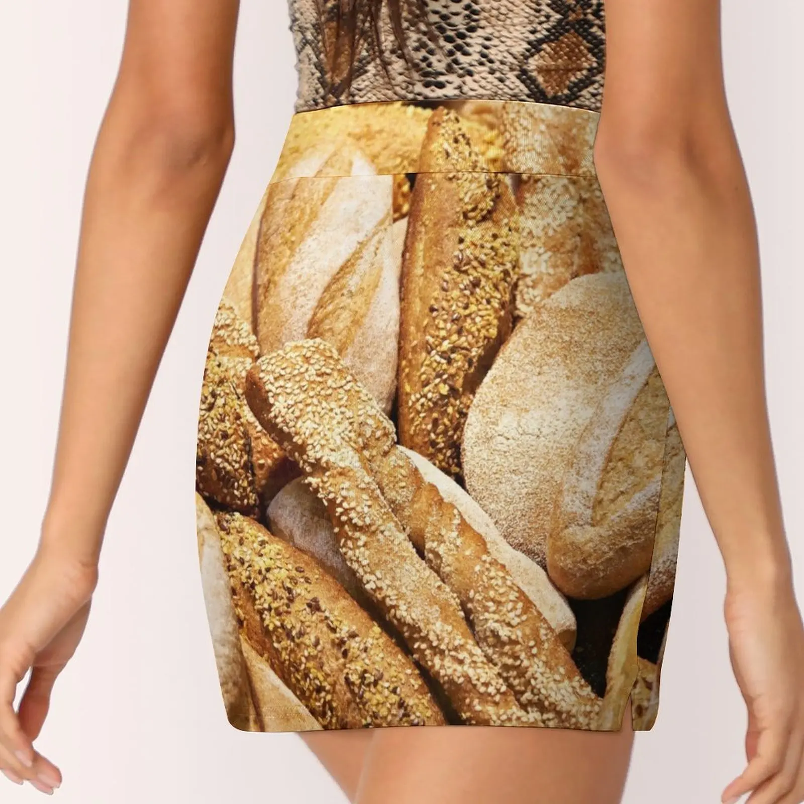 Bread baking rolls and croissants Mini Skirt korean style women clothing kawaii clothes Sexy mini skirt japanese style