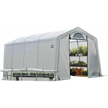Greenhouse-in-a-Box Flow Peak Roof Style Easy Access Outdoor Grow House with Translucent Waterproof Cover, 10' x 20'