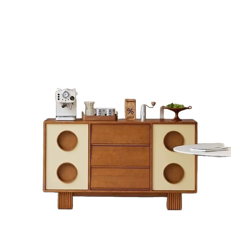 Retro solid wood combination TV cabinet storage locker Carmen integrated living room home Nordic floor TV