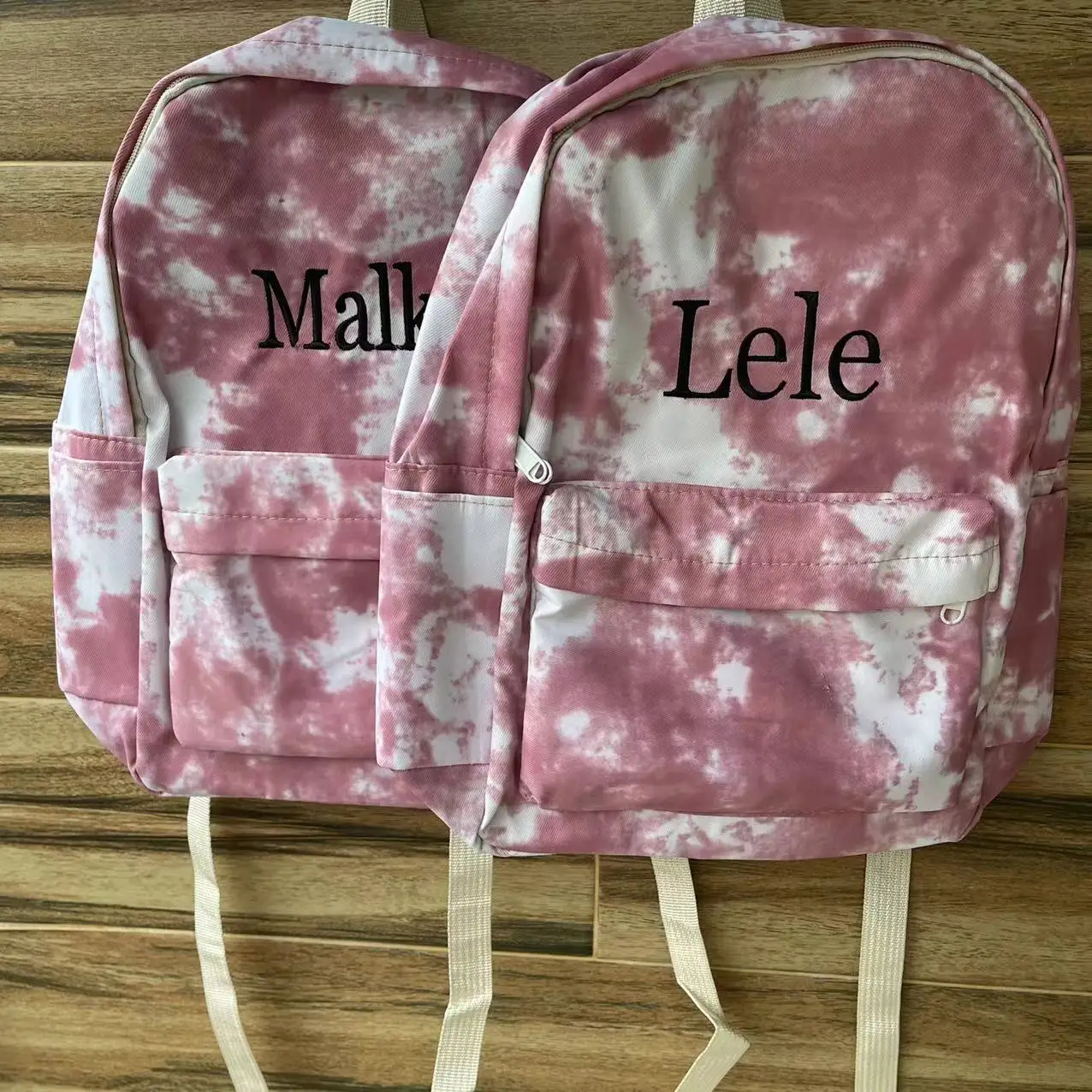 

Personalized Backpacks Custom Name Women Student Schoolbags High Capacity Nylon Student Backpack Version Gradient Tie Dye Travel