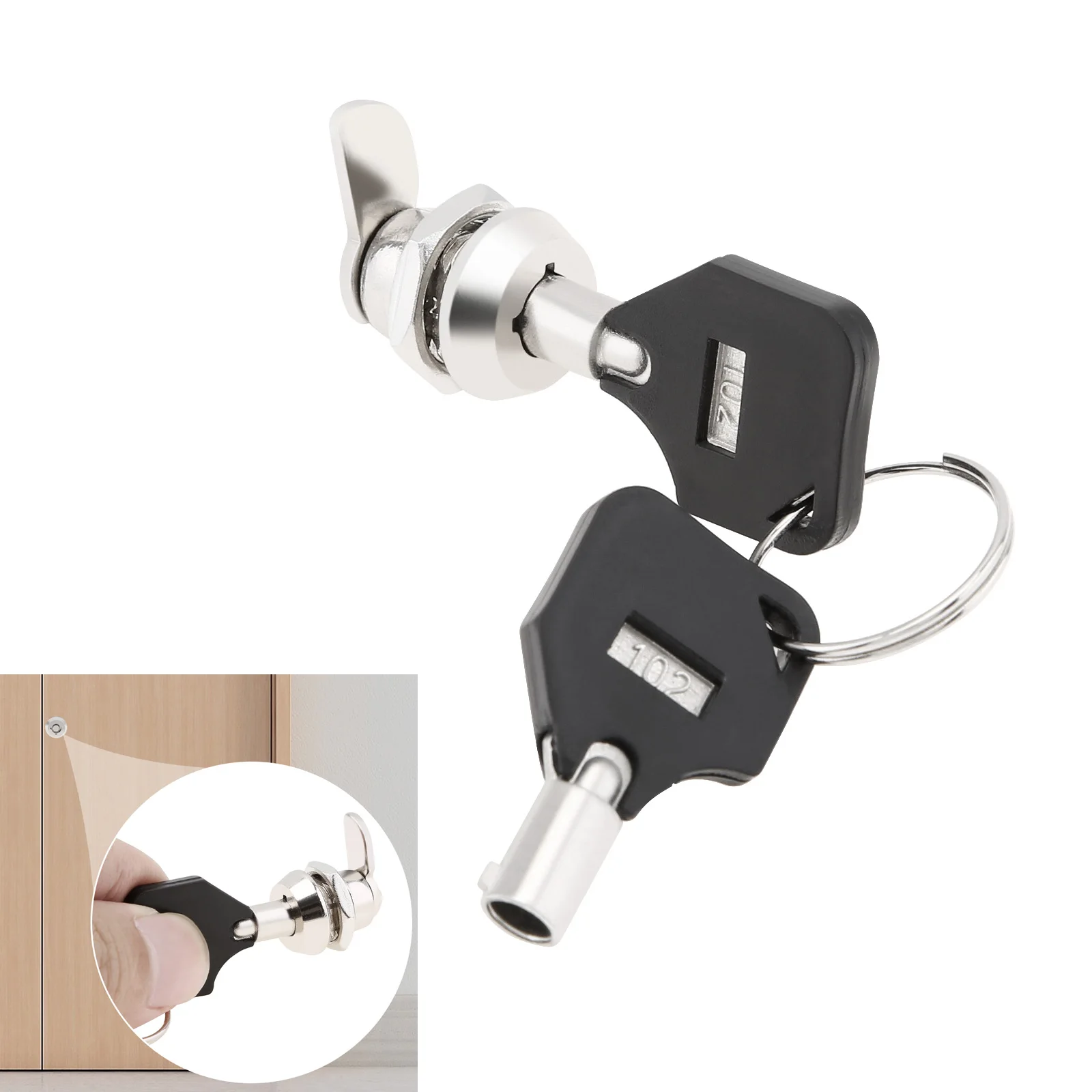 Mini Tubular Cam Lock with 2 Keys for Home Important Items Security Cylinder Door / Mailbox / Telephone