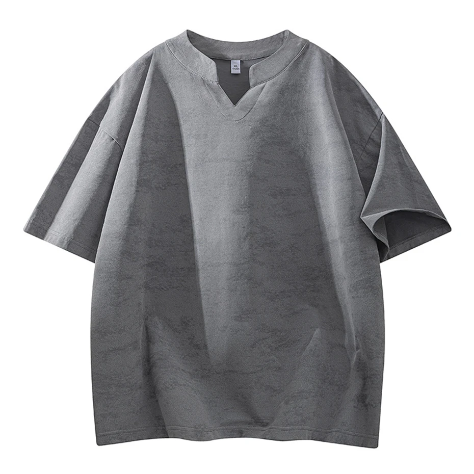 

Vintage T-shirt Men Summer Short Sleeve Tops Tees Male Fashion Casual V-neck Tshirt