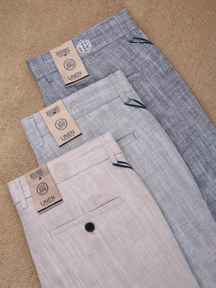 

Men's Casual Pants Summer New Sle Linen Straight Leg Pattern Soft Cotton Linen Material Breathable Sweat Absorbent Long Tro...