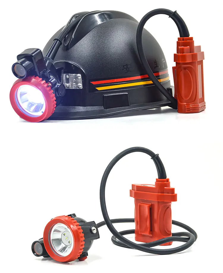 Portable Rechargeable LED Mining Headlamp Waterproof IP65 Adjustable Beam Lithium-Ion Battery Secondary Light ABS Material