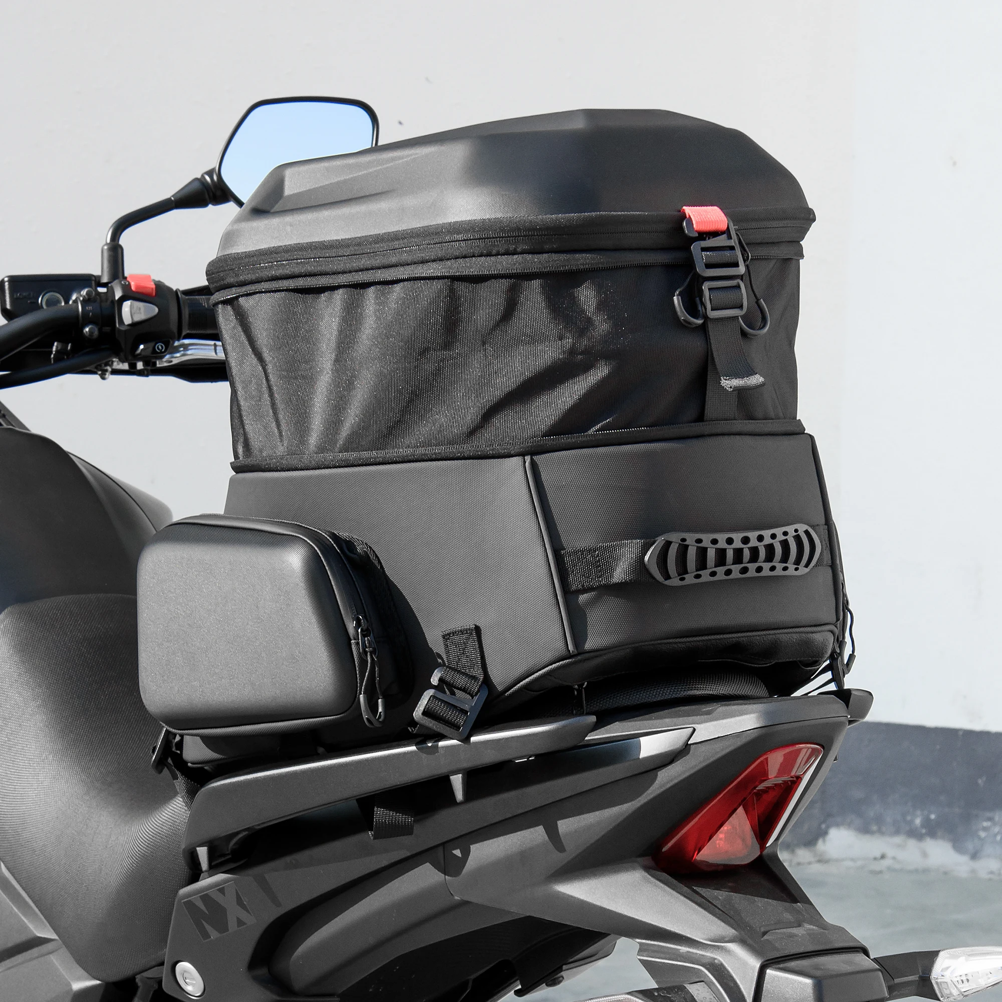 WOLFLINE 42L-54L Sacoche de moto universelle extensible, sacoche de casque pour motard, sacoche de moto étanche, sac à dos de voyage, sacoche de selle