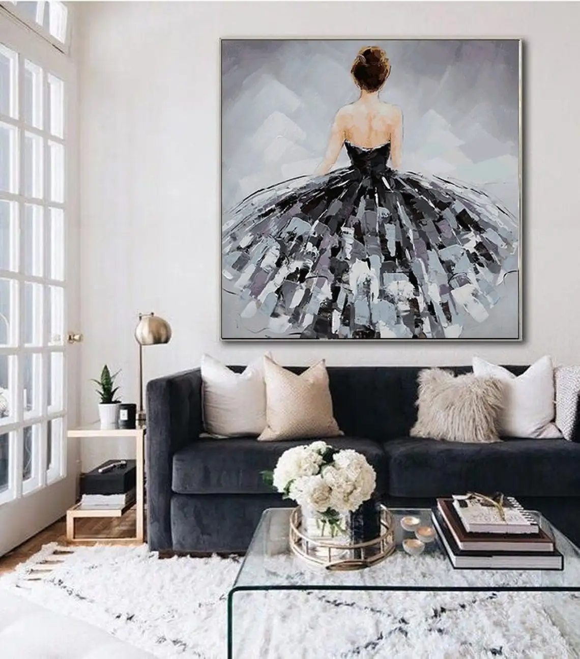 Ballerina Fine Art Dancer Oil Painting On Canvas Ballerina Girl Is Like Bride In A Wedding Dress Original Female Ballet Artist