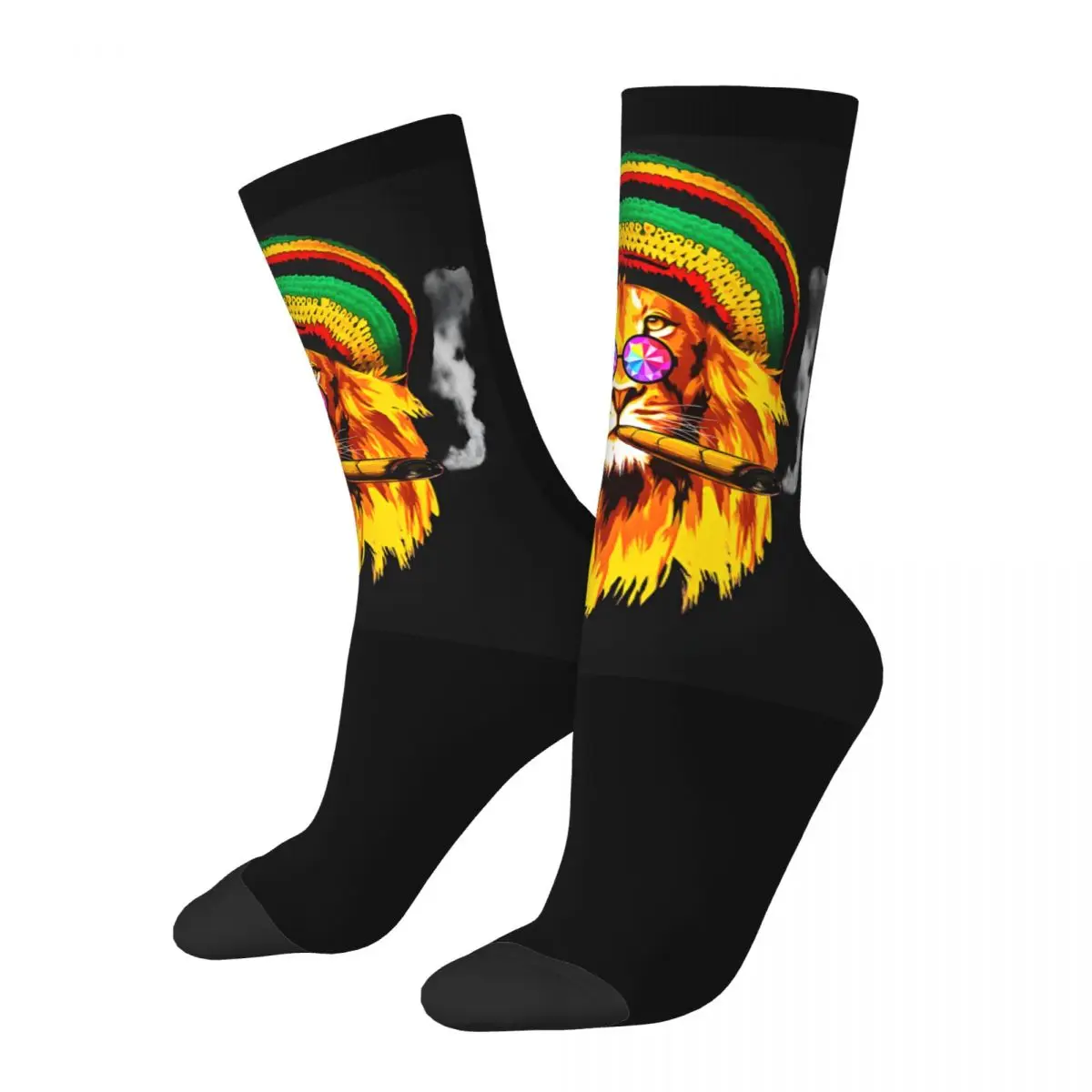 Rasta Lion Kawaii School Socks, Cartoon Padrão Meias