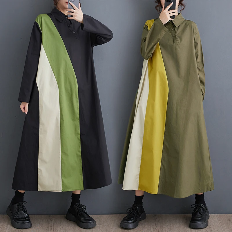 Vestido Csero Informal de Diseño Sensacional para Mujer, Talla ande, Nuevo Vestido de Otoño con Estilo Vintage, Falda La...