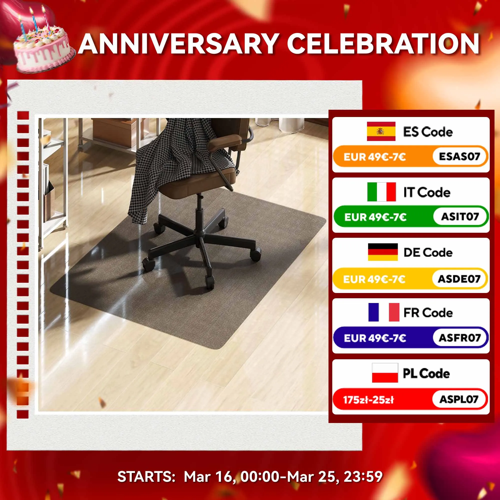 HOMCOM Alfombrilla Protectora para Suelos 90x120 cm Alfombra para Silla de Escritorio para Oficinas para el Hogar Negro