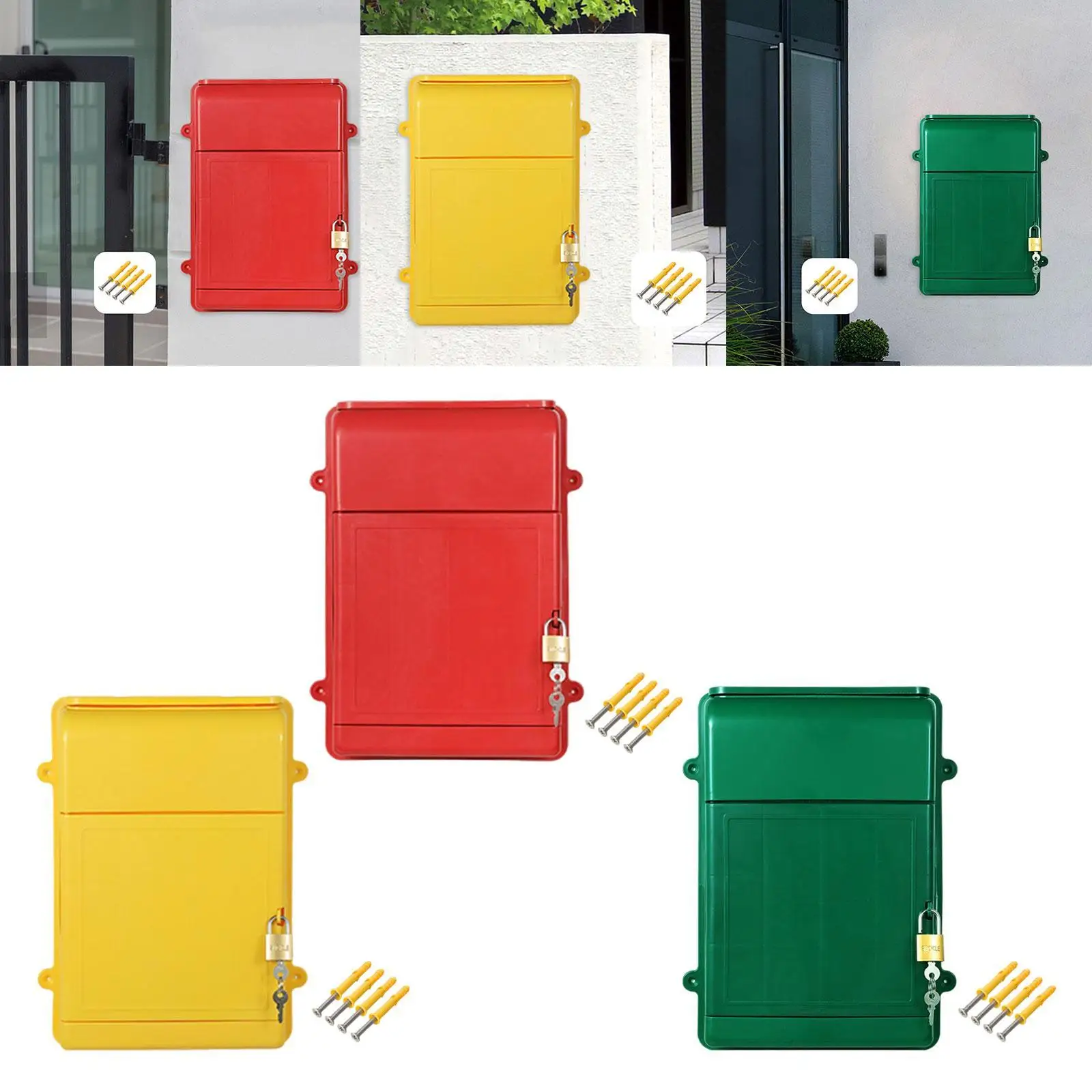 صندوق بريد معلق على الحائط قابل للقفل، صندوق بريد متعدد الاستخدامات، صندوق تبرع لحامل الصحف، تركيب بسيط وخفيف الوزن