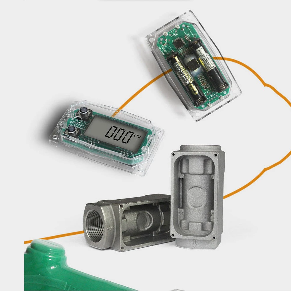 Digital Turbine Flow Meter for Measuring Gasoline Diesel Kerosene Digital Liquid Flow Meter Meter PCB Electronic Indicator