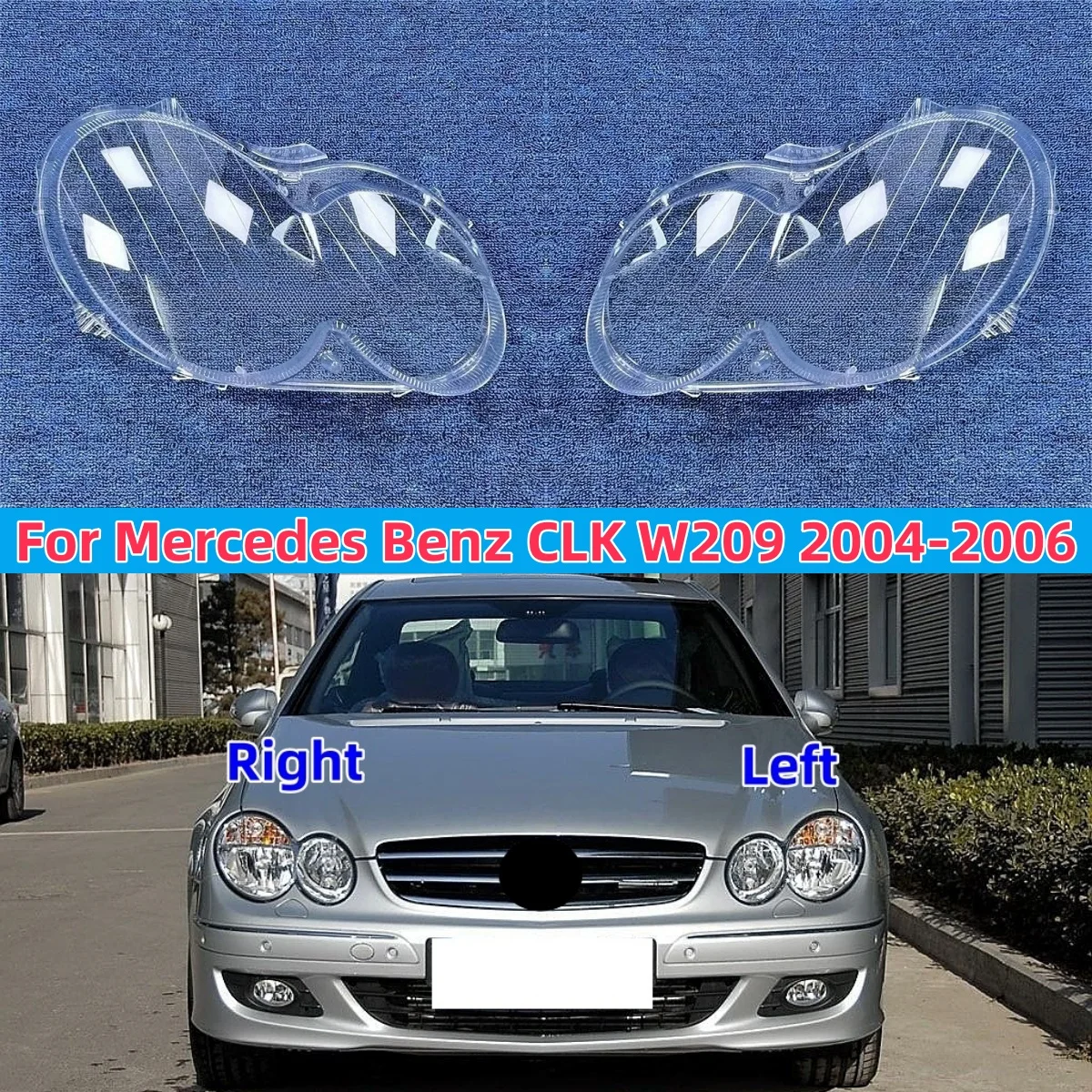 

For Benz W209 CLK 2004 2005 2006 Headlights Cover Transparent Lamp Shade Headlamp Shell Plexiglass Replace Original Lampshade