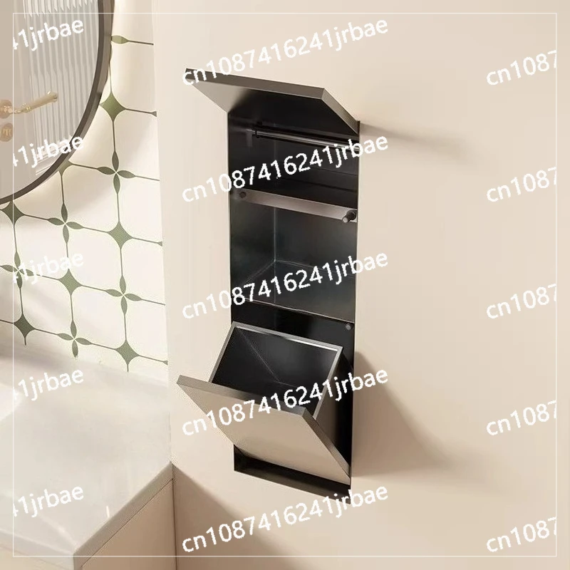 304 Stainless Steel Niche Toilet Hidden Trash Can Embedded in Tissue Box Concealed Toilet Niche
