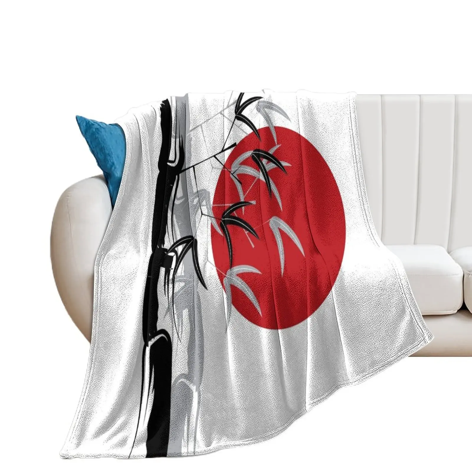 

Oriental Zen Bamboo And Red Sunset  fatfatin Throw Blanket Winter beds Plaid on the sofa Bed Fashionable Blankets