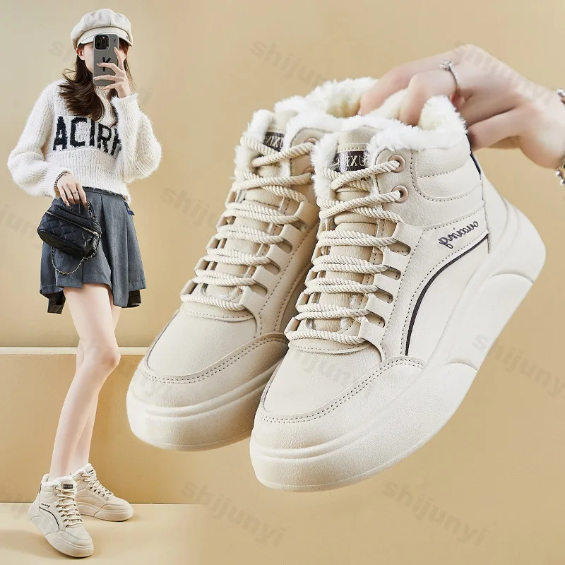 

Winter Women's Snow Boots 2025 Comfortable Non Slip Outdoor Flat Ankle Boots Retro Suede Leather Cowboy Cotton Boots Botas