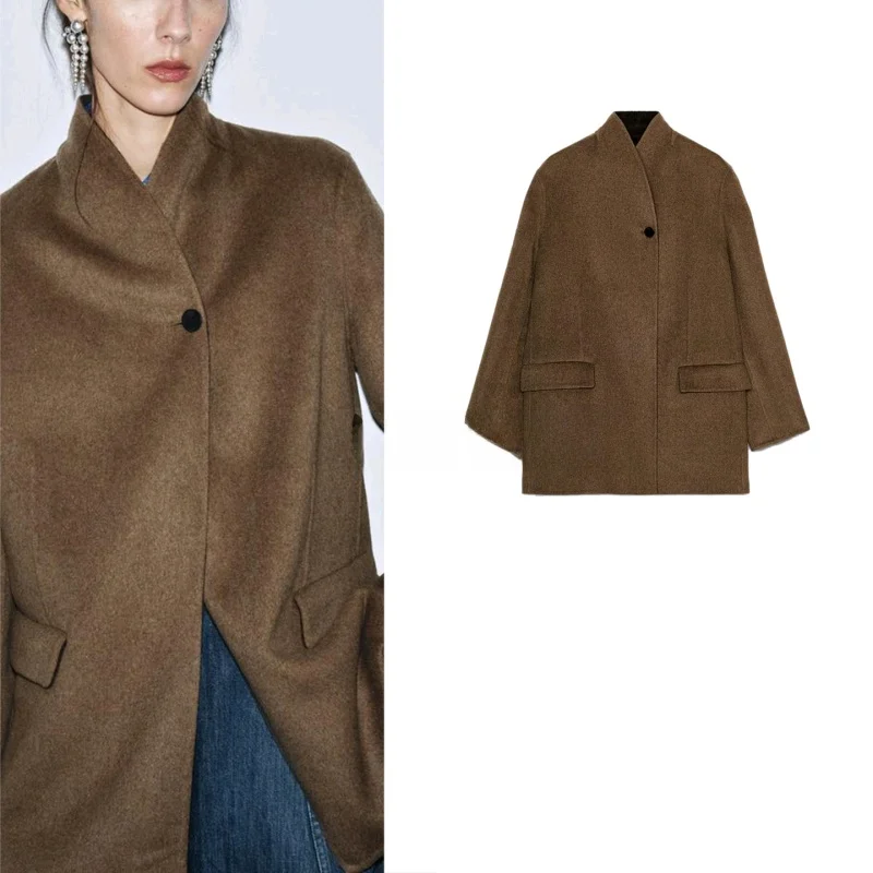 

Свободный крой Long Sve, повседневный женский костюм Jaet, осень-зима, Новое поступление, без воротника, полиэфирное волокно, застежка на одной пуговице