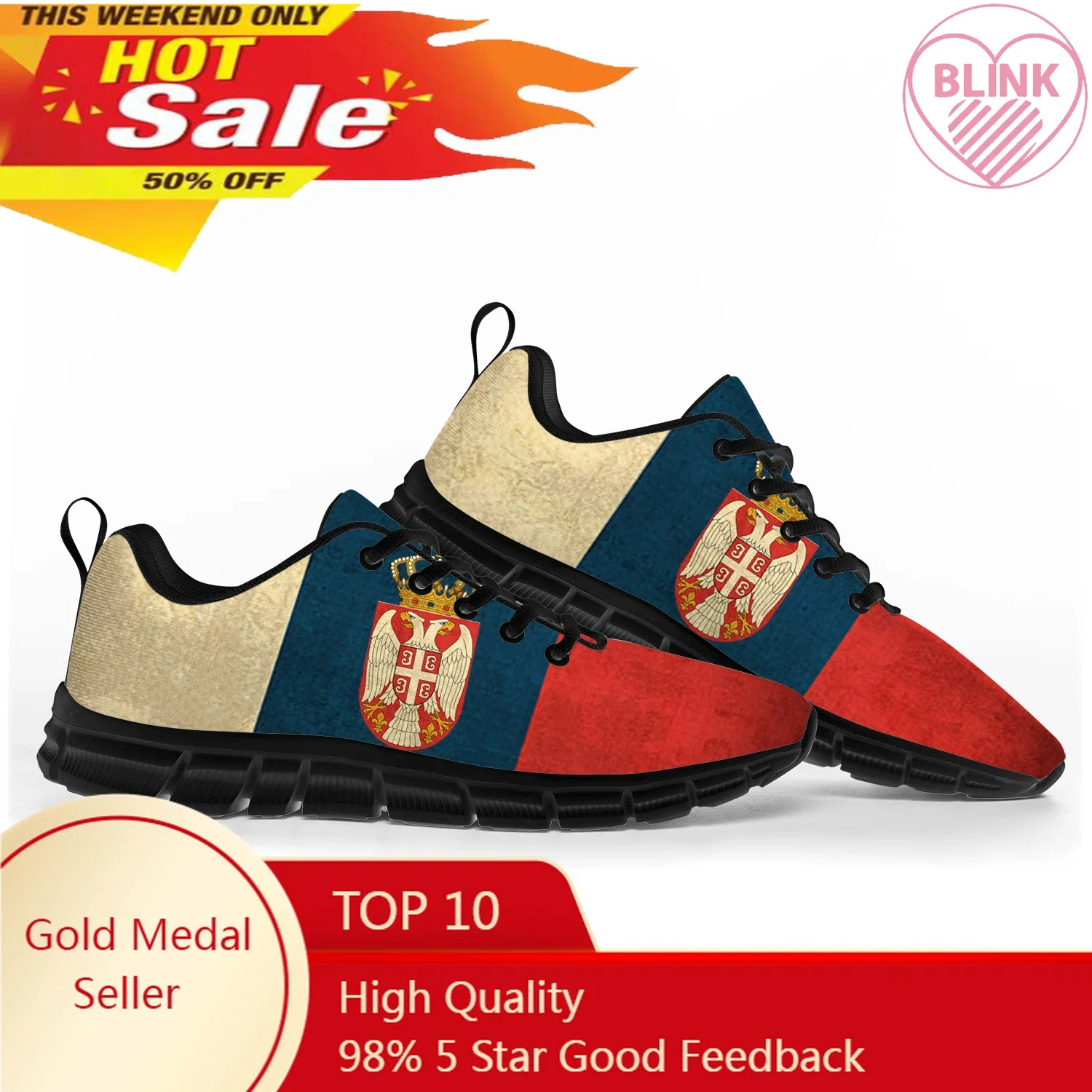 Zapatos deportivos con bandera de Serbia para hombres, mujeres, adolescentes, niños, zapatillas de deporte casuales de Serbia, zapatos de pareja personalizados de alta calidad