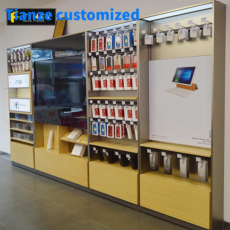 （customized）Customized Design Modern Mobile Phone Accessories Display Showcase Shop Decoration One-Stop Service