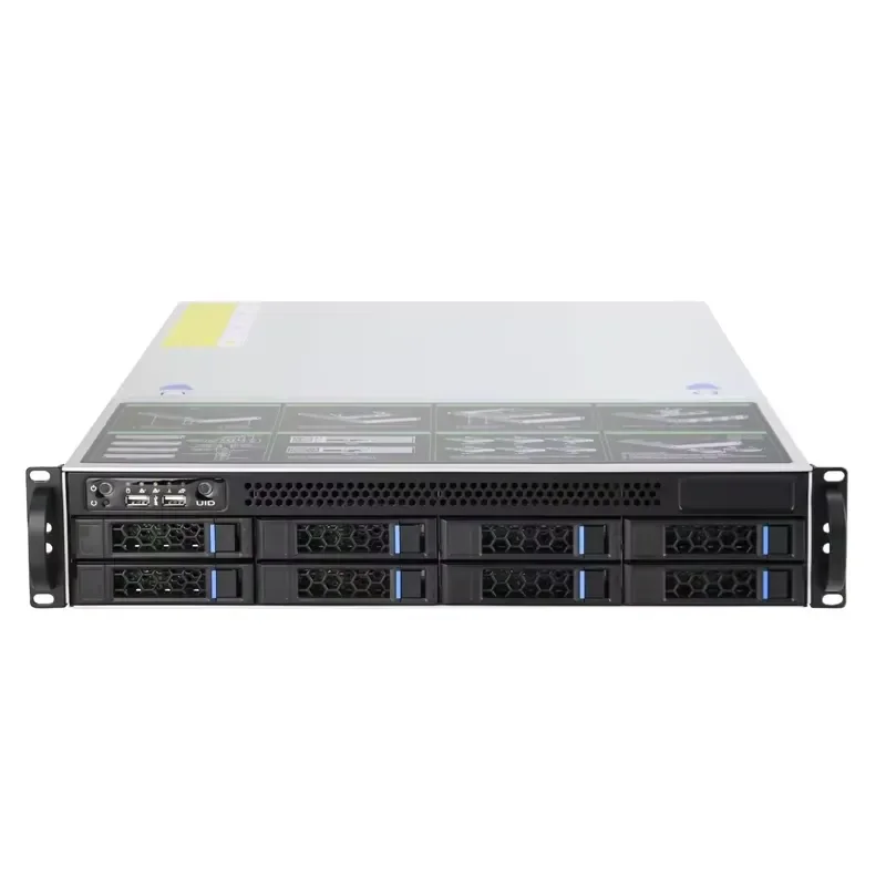 2U Rackmount Server Chassis 8 Bay Hot Swap HDD Case with Direct Backplane Connection 6GB 12GB SAS SATA Support for Data