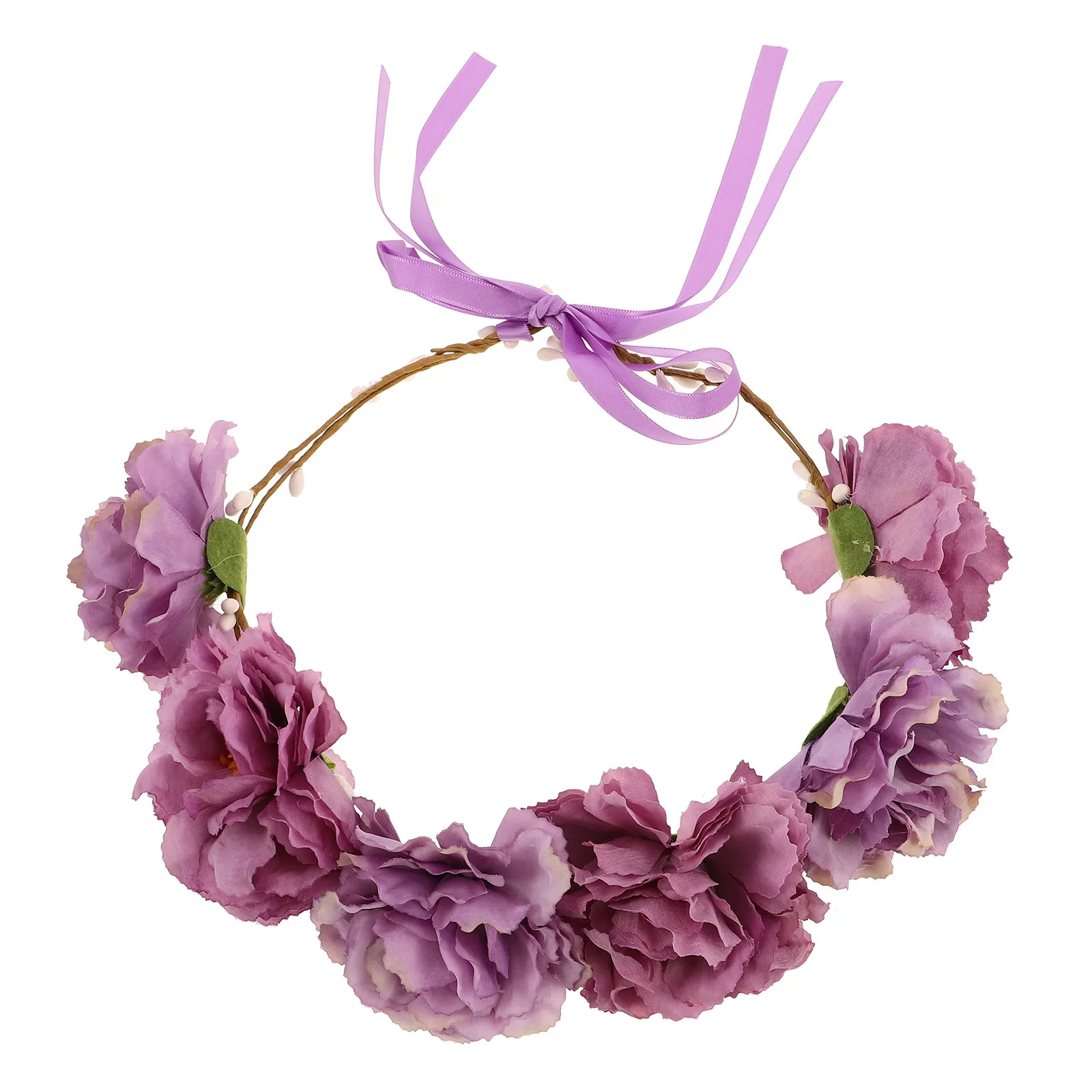 

Flower Headband Peony Floral Headpiece Bohemian Style for Women Photoshoot Bride Hair Accessories Elegant Adjustable Fabric