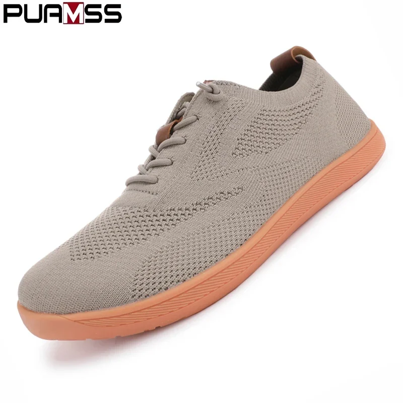 

PUAMSS Men Shoes Sneakers Wide Toe Barefoot Casual Wide Last Fashionable Canvas Black Flat Board Shoes Breathable Mesh Men Shoes