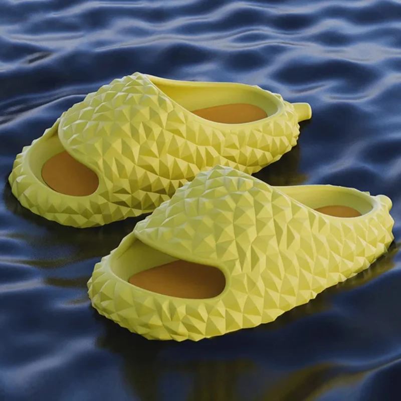 Stepping on Poop Feels Like Summer Fashion Durian Couple's Home Slippers, Internet Famous Women's Outdoor Wear Sandals image 2