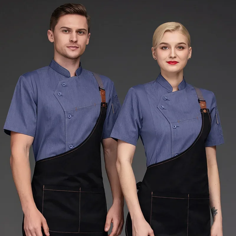 Chef Jacket e Avental para Homens e Mulheres, Restaurante, Cozinha, Cozinheiro, Garçom, Garçonete, Uniforme, Padaria, Bar, Café, Roupas