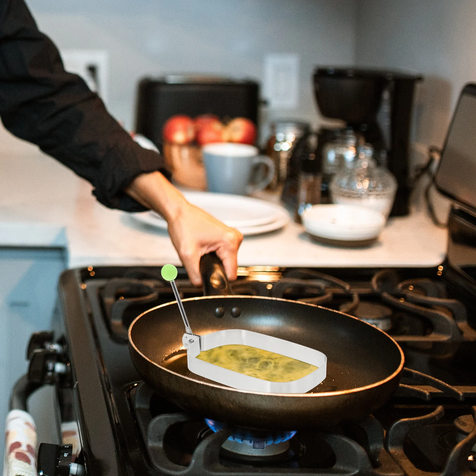 

6pcs Egg Molds Stainless Steel Thickened Non-Rust Frying Baking Supply For Home Kitchen Use Egg Shaper Frying Ring Mold