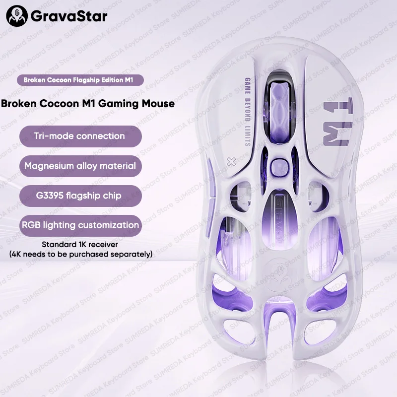 GravaStar M1 M2 Draadloze Muis Mercury K1 Toetsenbord Magnesiumlegering Hol ontwerp Bluetooth 2.4G Bedraad RGB Gaming PC Accessoires