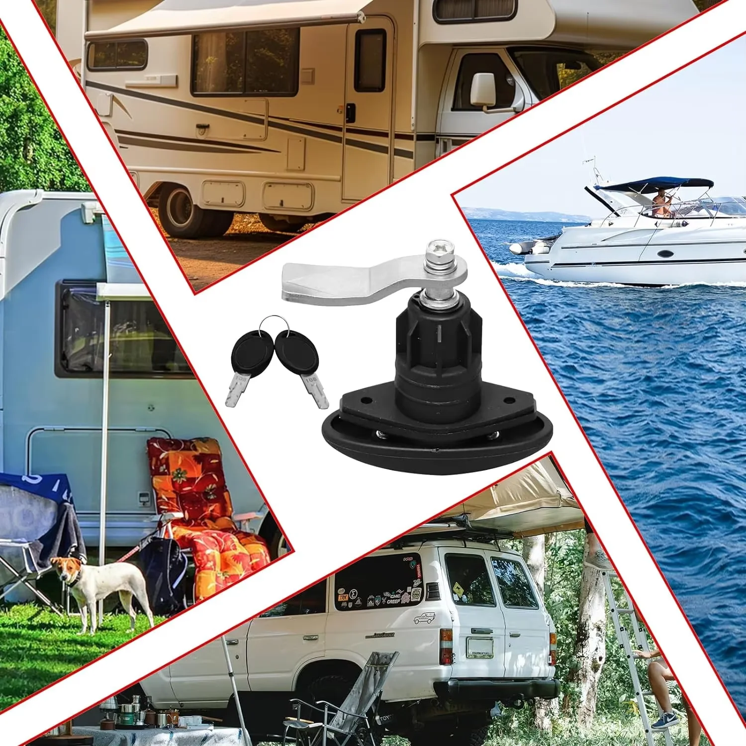 2 قطعة أقفال قذيفة التخييم RV ، قفل مقبض Rv T لباب التخزين ، شاحنة صغيرة وقارب ، المفتاح الأيمن على حد سواء جسم قفل سبائك الزنك الأسود #5