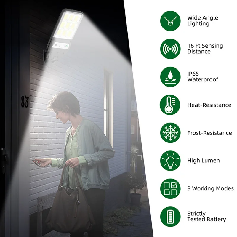 Solar Outdoor LED Lamp 500000LM Solar Sensor Wall Light 180 COB Solar Powered Waterproof Street Yard Lights With Remote Control