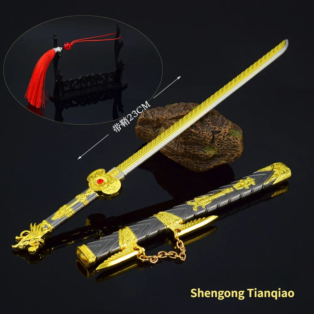 Cold Weapon Game Weapon Surrounding 22cm Tang Hengdao Crafty Craftsmanship with Sheath Zinc Alloy Model Crafts Decoration