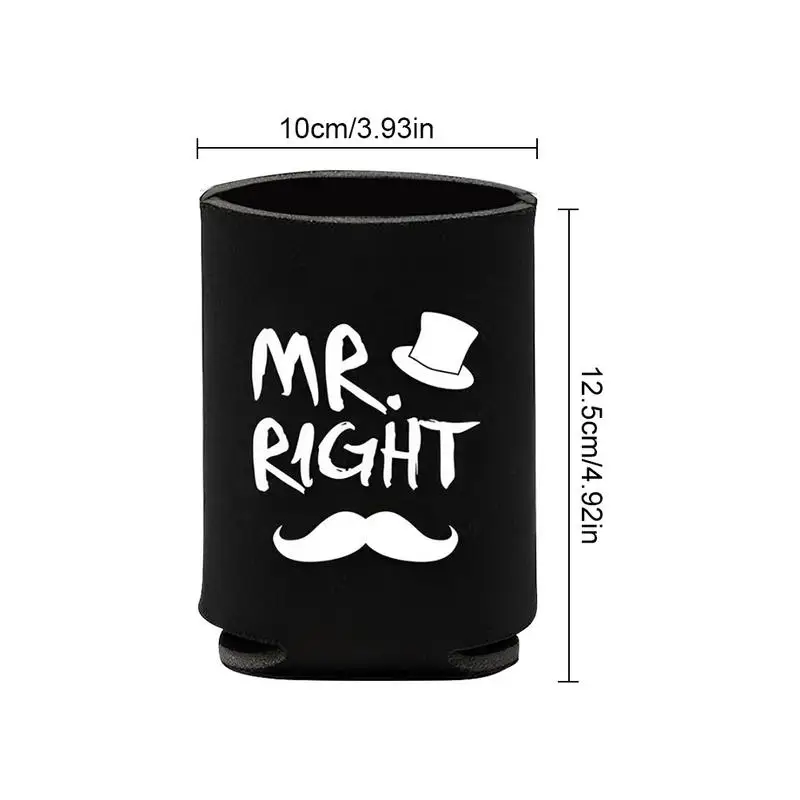 Beer Soda Can Sleeves 1 Pair Mr And Mrs Neoprene Beer Can Cooler Sleeves Anti-Slip Drink Glasses Bottles Wrap Soda Cooler