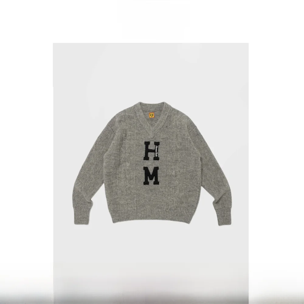 

Свободный повседневный круглый вязаный свитер Ne с буквенным узором и логотипом Humans Mades, осень-зима, хлопок, 00% длинный све, средней длины